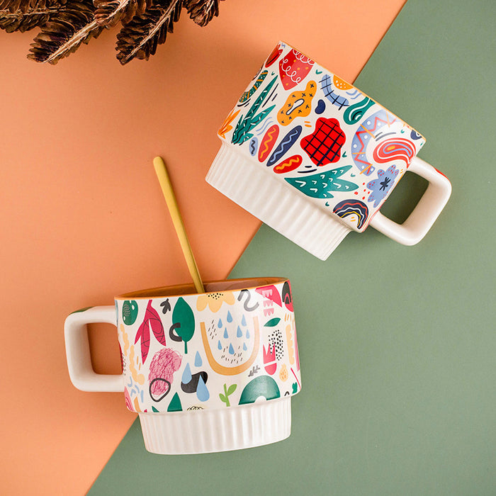 Modern Pastoral Flowers Ceramic Mug