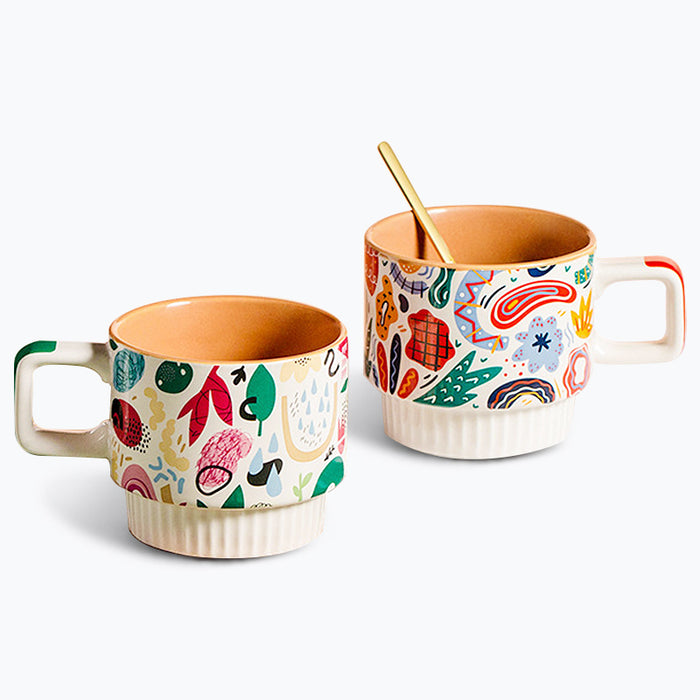 Modern Pastoral Flowers Ceramic Mug