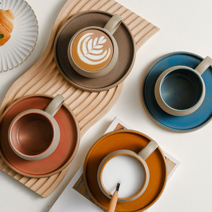 Solid Color Frosted Ceramic Mug Set