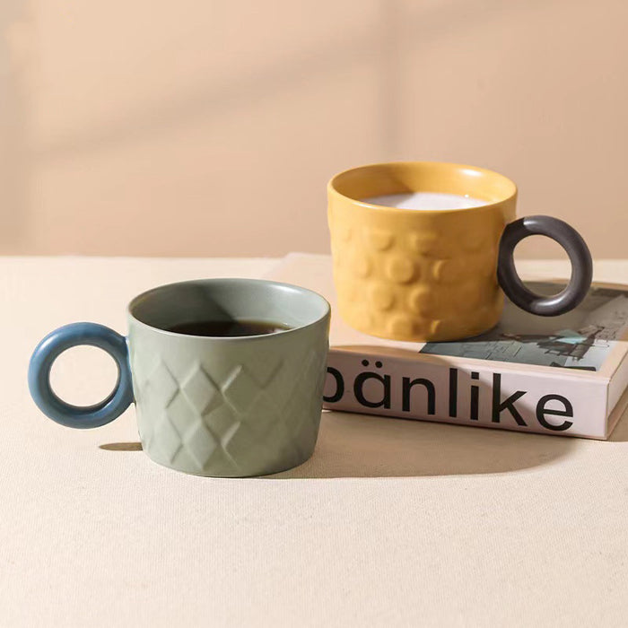 Modern Ceramic Embossed Coffee Mug