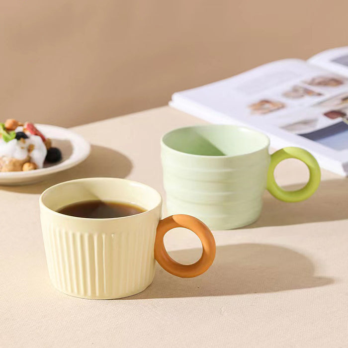 Modern Ceramic Embossed Coffee Mug
