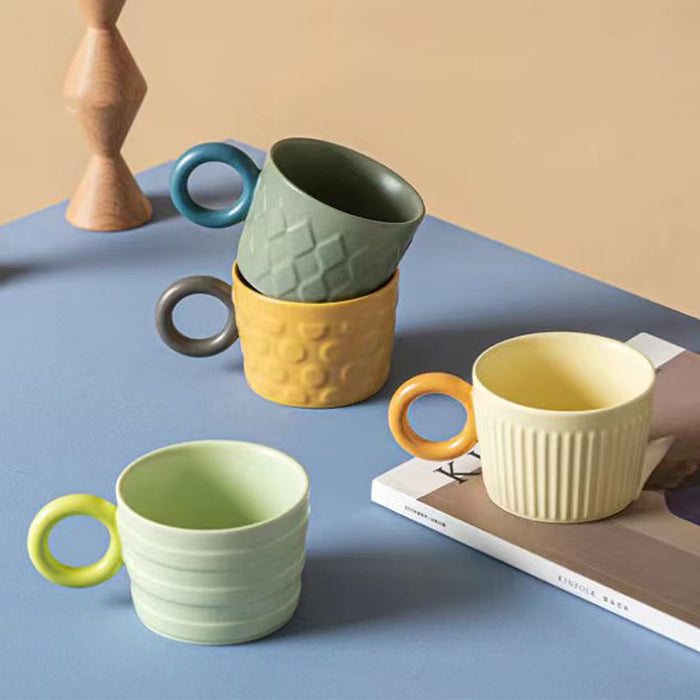 Modern Ceramic Embossed Coffee Mug