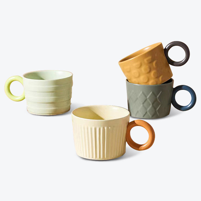 Modern Ceramic Embossed Coffee Mug