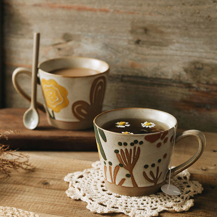 Rustic Ceramic Hand-Painted Underglaze Mug