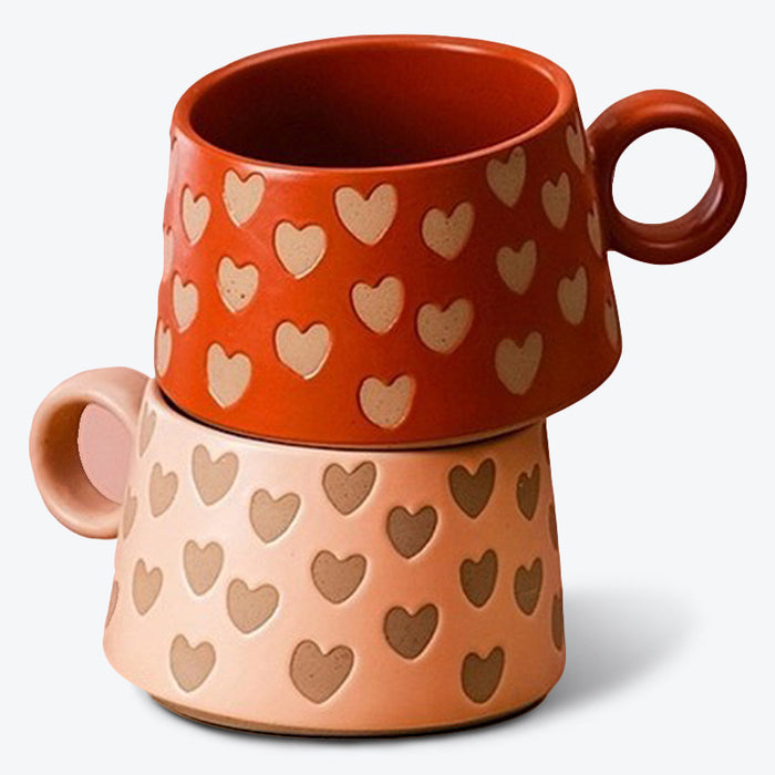 Modern Ceramic Underglaze Mug with Heart Pattern