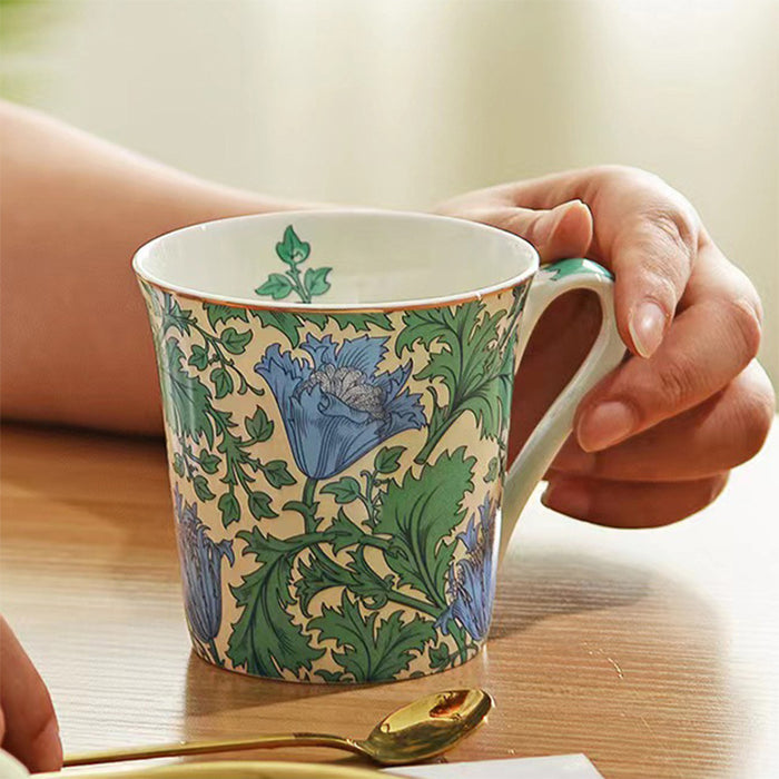European Fine Bone China Flower Pattern Coffee Mug