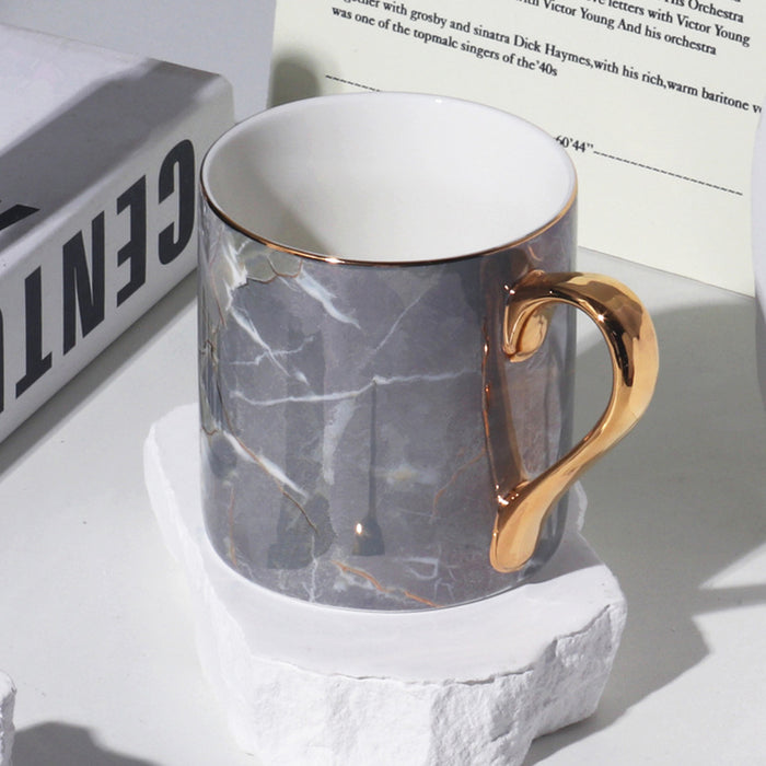 Nordic Fine Bone China Marble Texture Mug Set