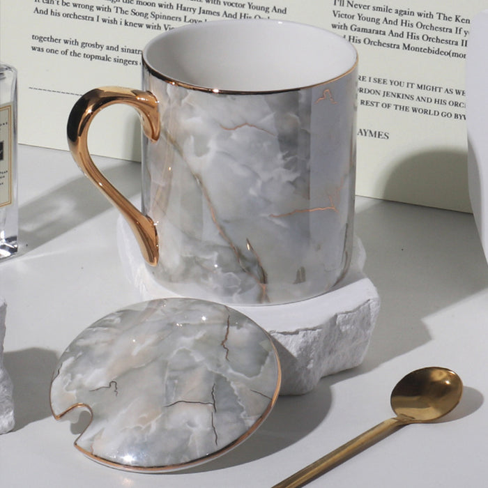 Nordic Fine Bone China Marble Texture Mug Set