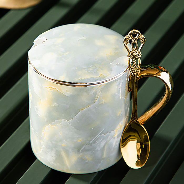 Modern Fine Bone China Marble Texture Mug Set
