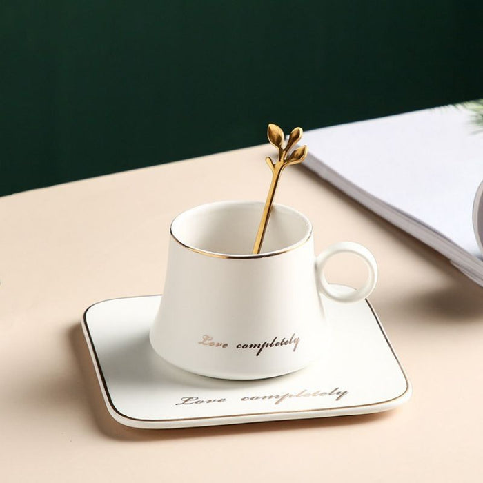 Modern Gold Rim Ceramic Coffee Cup