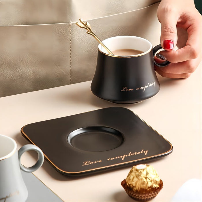 Modern Gold Rim Ceramic Coffee Cup