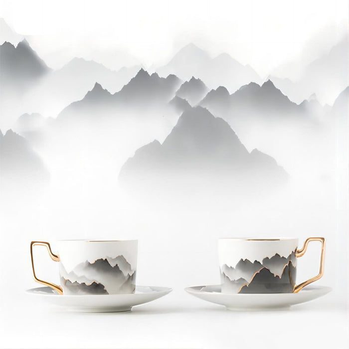 Chinese Ink Gilt Ceramic Coffee Cup