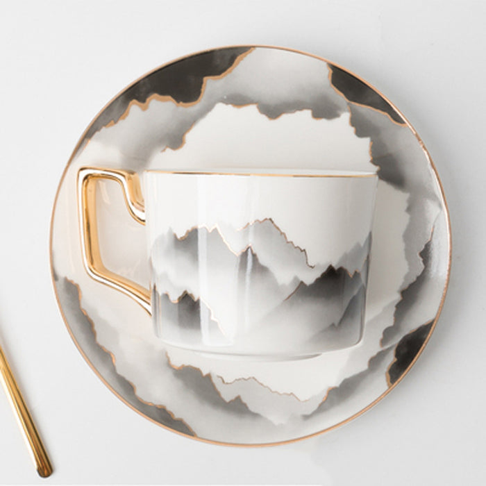 Chinese Ink Gilt Ceramic Coffee Cup