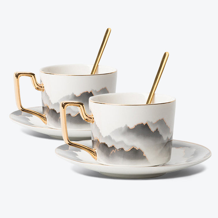 Chinese Ink Gilt Ceramic Coffee Cup