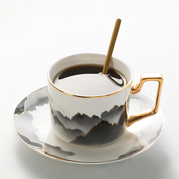 Chinese Ink Gilt Ceramic Coffee Cup