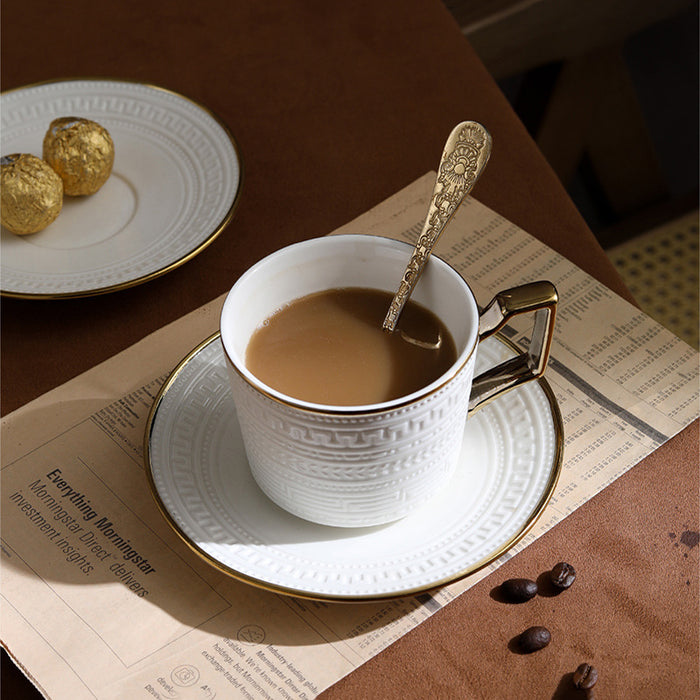 White British Gold Rim Ceramic Coffee Cup