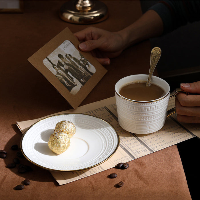 White British Gold Rim Ceramic Coffee Cup