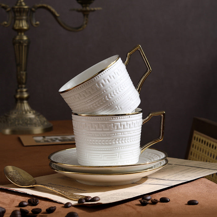 White British Gold Rim Ceramic Coffee Cup