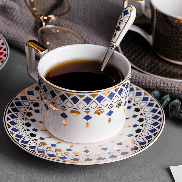 British Geometric Pattern Ceramic Coffee Cup