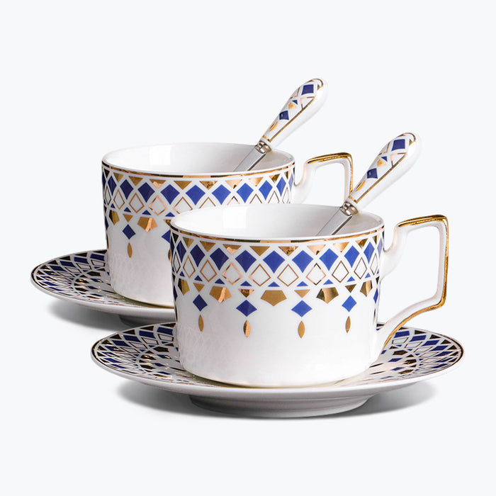 British Geometric Pattern Ceramic Coffee Cup