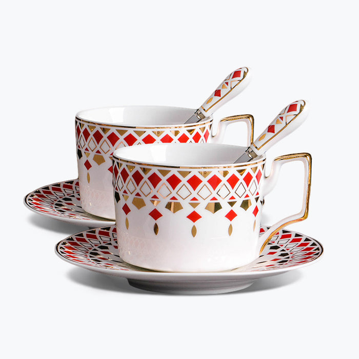 British Geometric Pattern Ceramic Coffee Cup