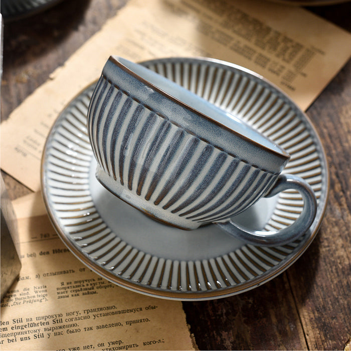 Japanese Retro Vertical Stripes Ceramic Coffee Cup