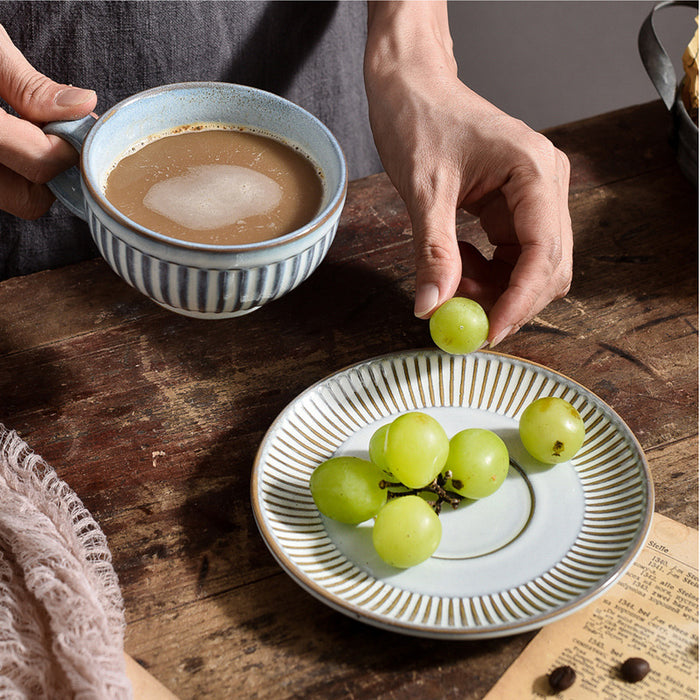 Japanese Retro Vertical Stripes Ceramic Coffee Cup
