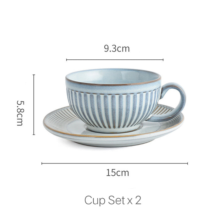Japanese Retro Vertical Stripes Ceramic Coffee Cup