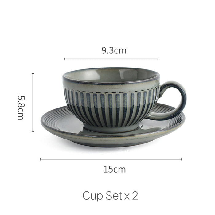 Japanese Retro Vertical Stripes Ceramic Coffee Cup