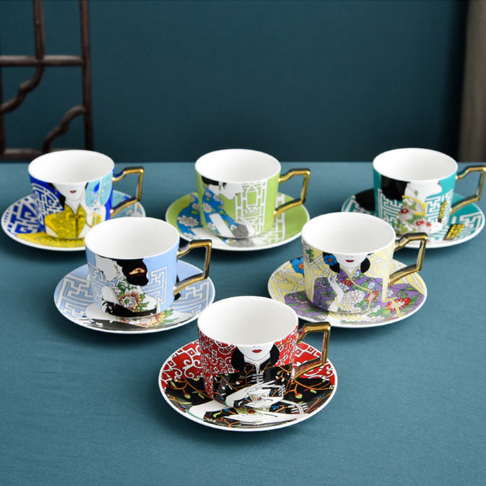 Chinese Cheongsam Ceramic Coffee Cup