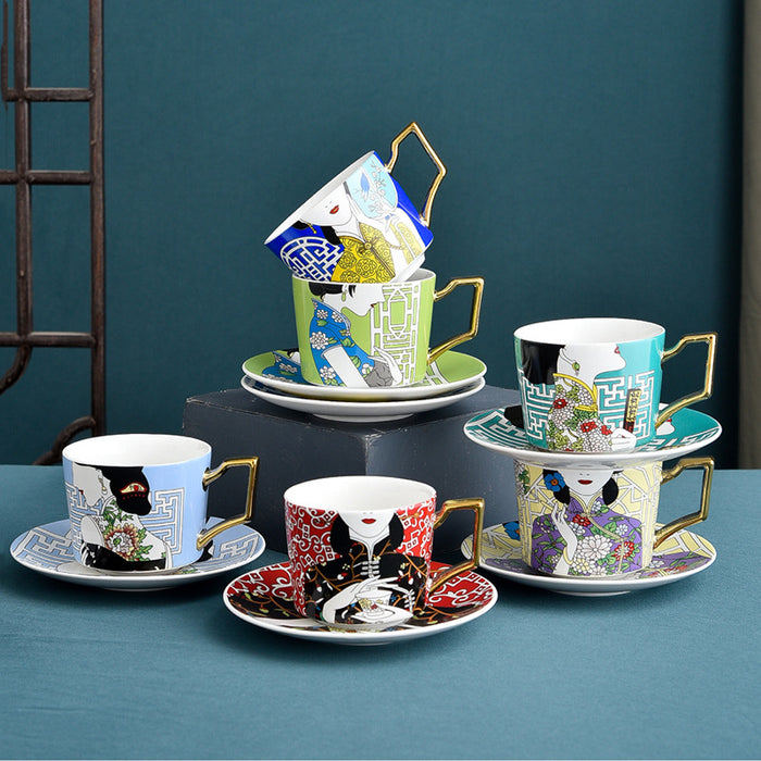 Chinese Cheongsam Ceramic Coffee Cup