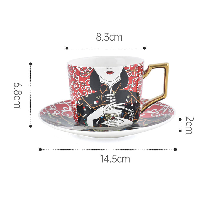 Chinese Cheongsam Ceramic Coffee Cup