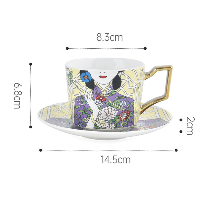 Chinese Cheongsam Ceramic Coffee Cup