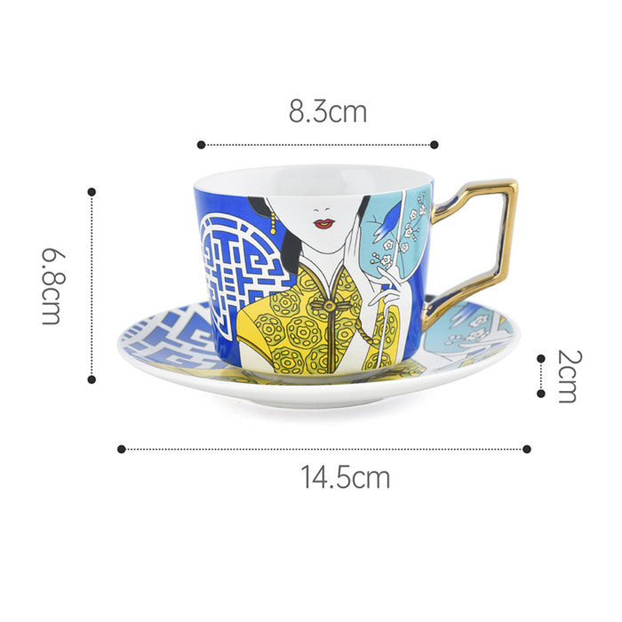 Chinese Cheongsam Ceramic Coffee Cup
