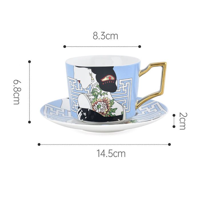 Chinese Cheongsam Ceramic Coffee Cup