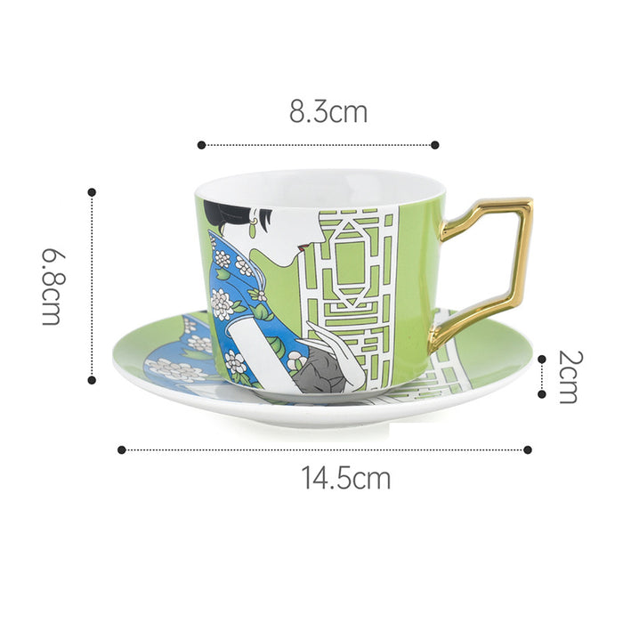 Chinese Cheongsam Ceramic Coffee Cup