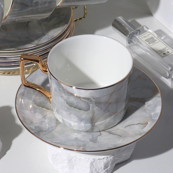 Marbled Gold Inlay Ceramic Coffee Cup
