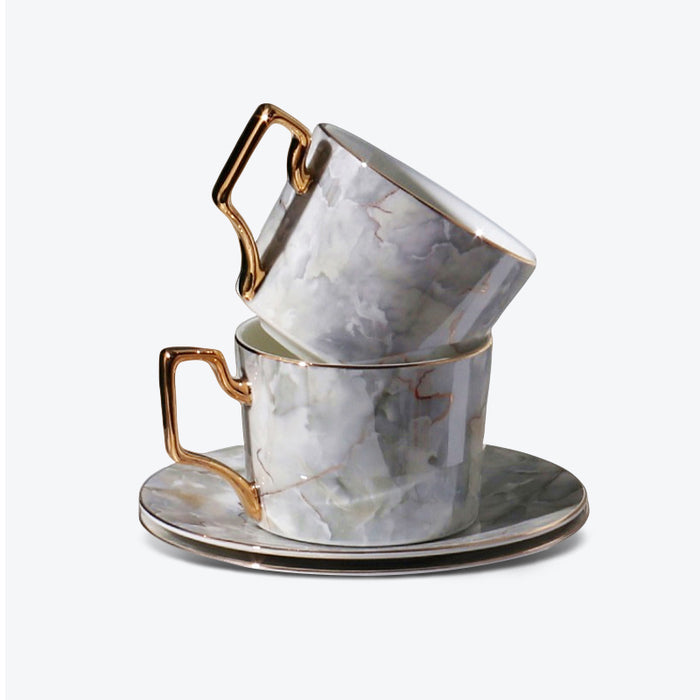 Marbled Gold Inlay Ceramic Coffee Cup
