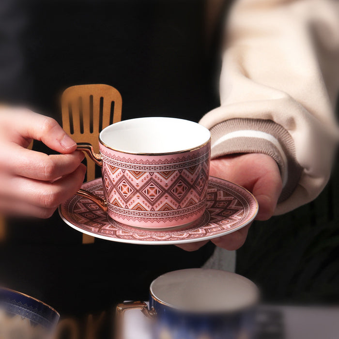 British Geometric Ceramic Coffee Cup
