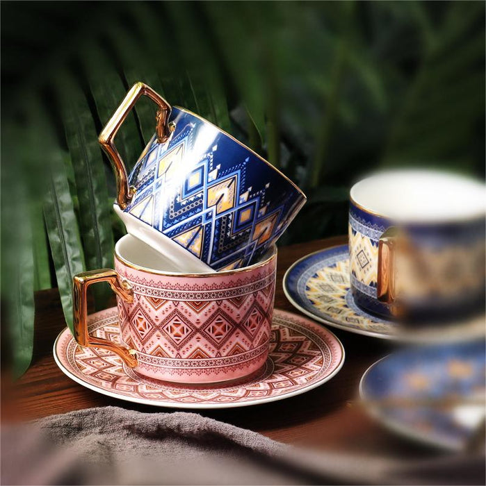 British Geometric Ceramic Coffee Cup