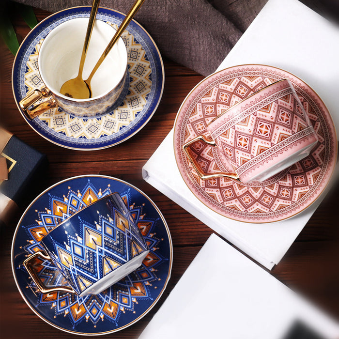 British Geometric Ceramic Coffee Cup