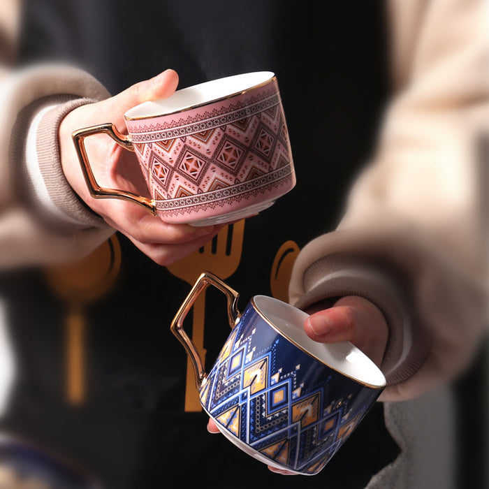 British Geometric Ceramic Coffee Cup
