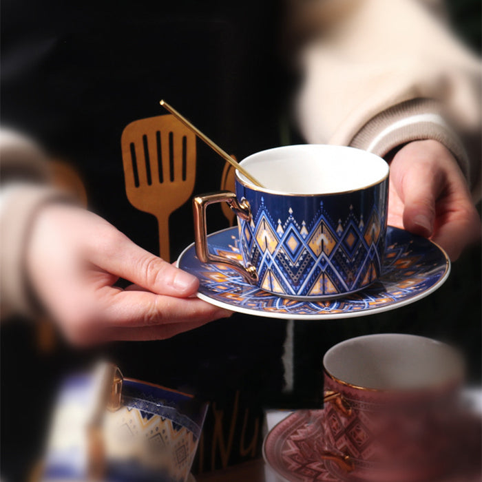 British Geometric Ceramic Coffee Cup