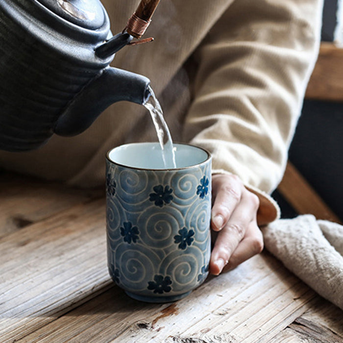 Chinese Hand-painted Flower Handleless Ceramic Cup