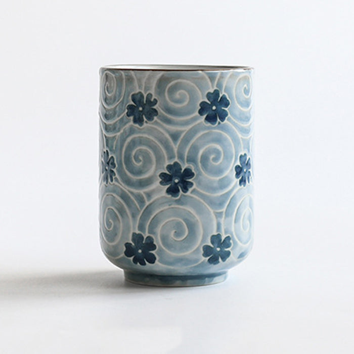 Chinese Hand-painted Flower Handleless Ceramic Cup