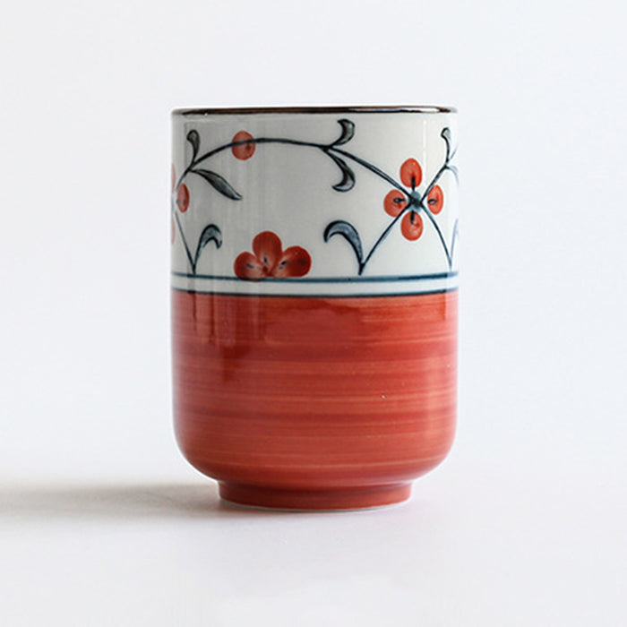 Chinese Hand-painted Flower Handleless Ceramic Cup