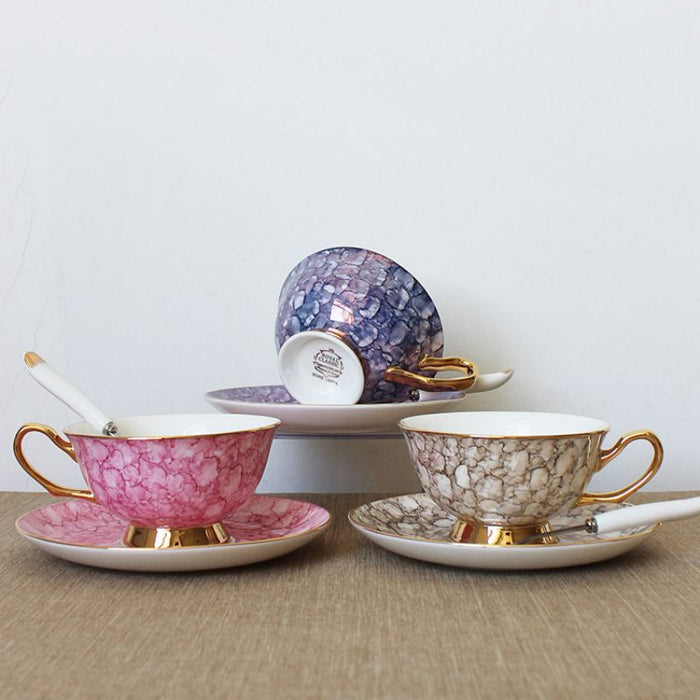 British Hand-painted Ceramic Coffee Cup With Gold Trim