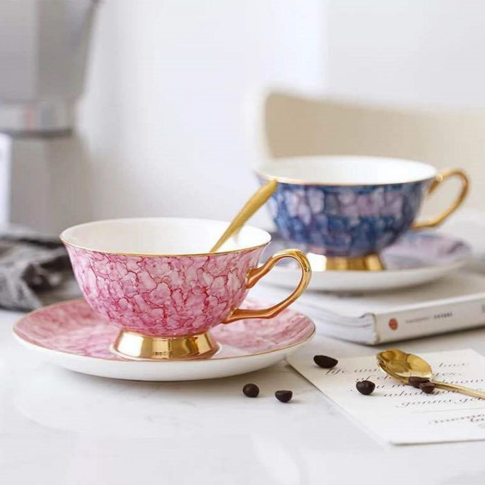 British Hand-painted Ceramic Coffee Cup With Gold Trim