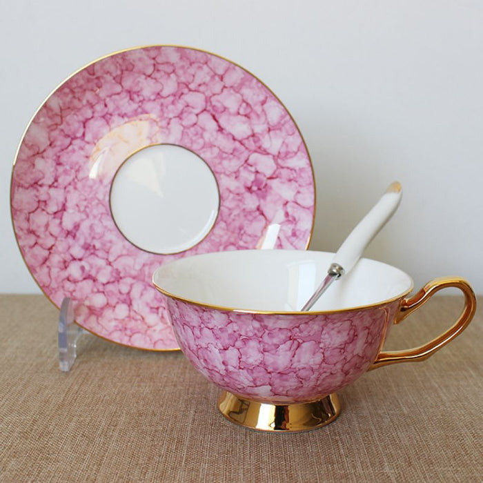 British Hand-painted Ceramic Coffee Cup With Gold Trim