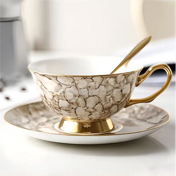 British Hand-painted Ceramic Coffee Cup With Gold Trim